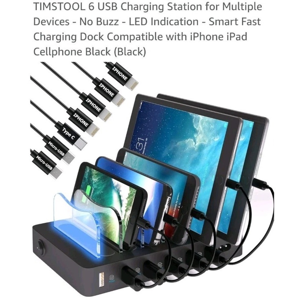 TIMSTOOL FAST-USB Charger Station Organizer 6 Devices AT A TIME #1162